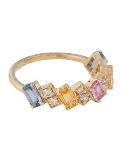 Pre-owned Jewelmak 14k Multiple Sapphire & Diamond Band
