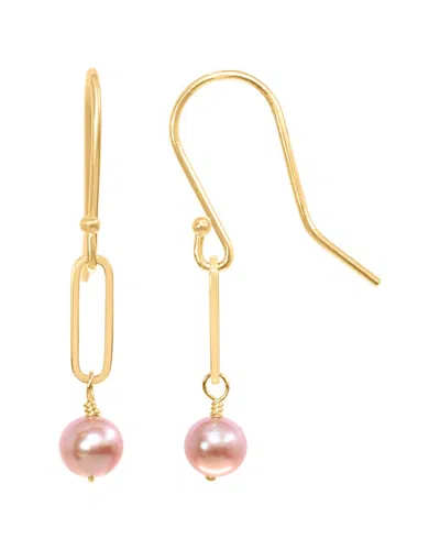 Jewelmak 14k Natural Pink & Pearl Drop Earrings In Gold