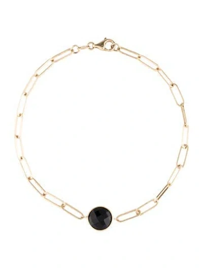 Pre-owned Jewelmak 14k Onyx Link Bracelet, 7" In Multi
