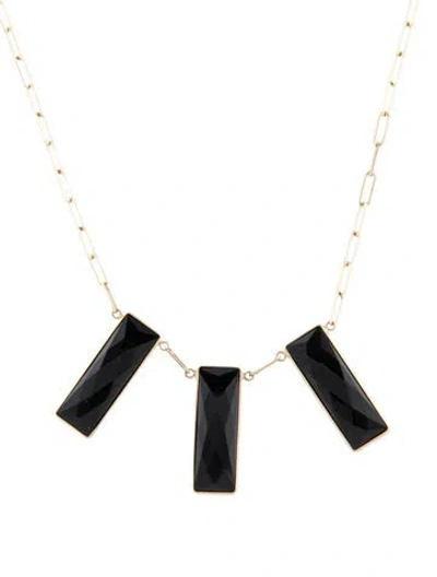 Pre-owned Jewelmak 14k Onyx On Paperclip Chain Link Necklace, 18" In Black