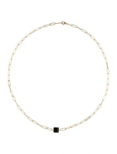 Pre-owned Jewelmak 14k Onyx Pendant Necklace, 17.75" In Multi