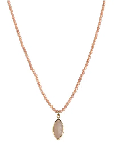 Jewelmak 14k Peach Moonstone Necklace In Brown
