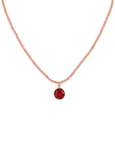 Jewelmak 14k Peach Moonstone Necklace In Gold