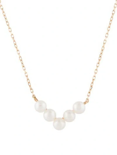 Pre-owned Jewelmak 14k Pearl V Pendant Necklace, 18" In Multi