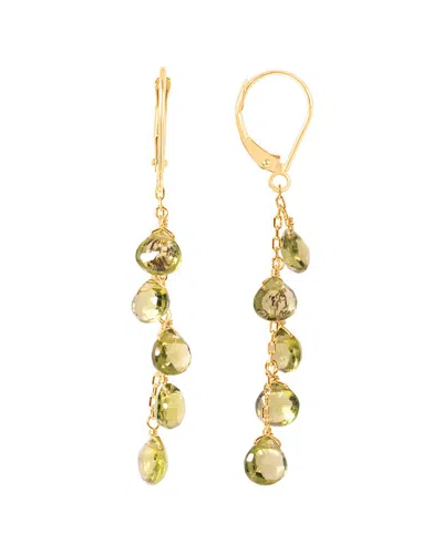 Jewelmak 14k Peridot Dangle Earrings In Green