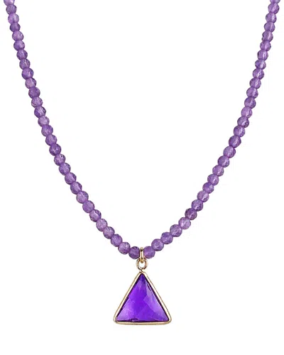 Jewelmak 14k Pink Amethyst Necklace In Purple