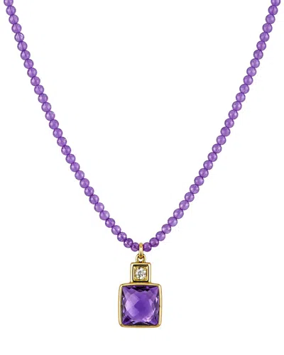 Jewelmak 14k Pink Amethyst Necklace In Purple