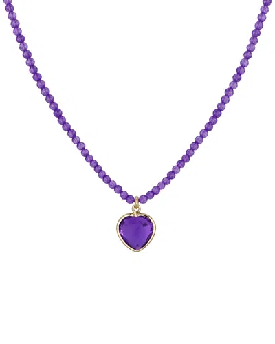 Jewelmak 14k Pink Amethyst Necklace In Yellow