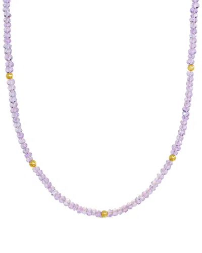 Jewelmak 14k Pink Amethyst Necklace In Purple