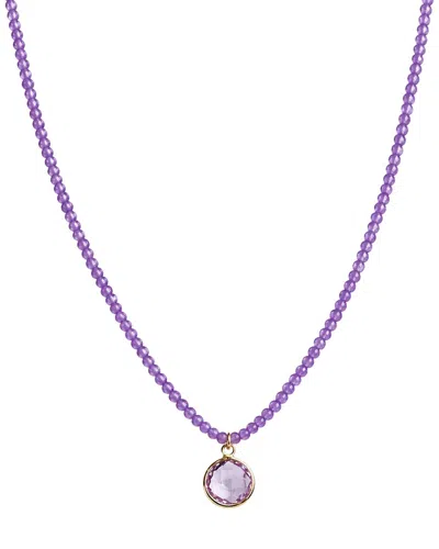 Jewelmak 14k Pink Amethyst Necklace In Purple