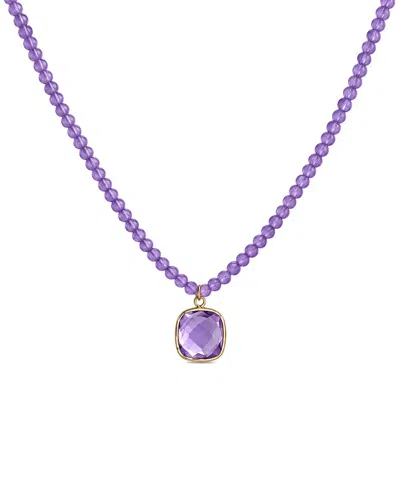 Jewelmak 14k Pink Amethyst Necklace In Purple