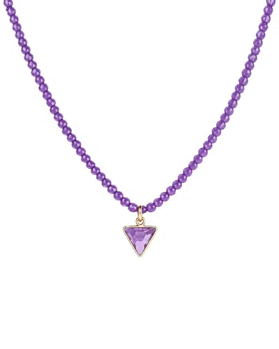 Jewelmak 14k Pink Amethyst Necklace In Purple