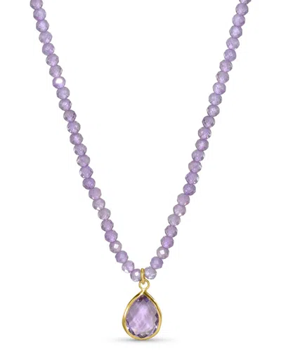 Jewelmak 14k Pink Amethyst Necklace In Purple