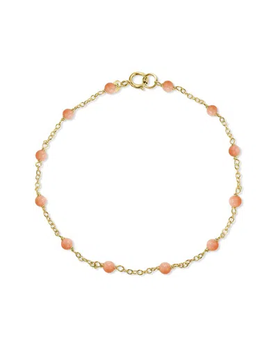 Jewelmak 14k Pink Coral Bracelet In Gold