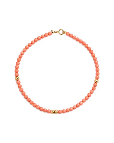 Jewelmak 14k Pink Coral Bracelet In Orange