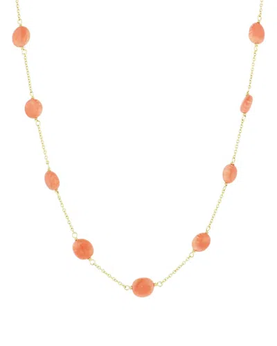 Jewelmak 14k Pink Coral Station Necklace In Orange