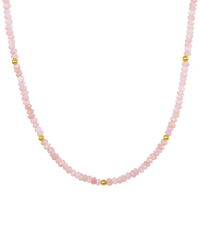 Jewelmak 14k Pink Opal Necklace In Orange