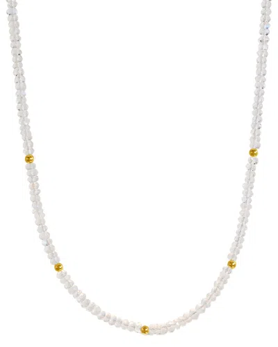 Jewelmak 14k Rainbow Moonstone Necklace In Metallic