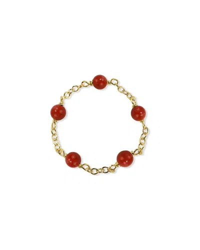 Jewelmak 14k Red Coral Ring In Gold