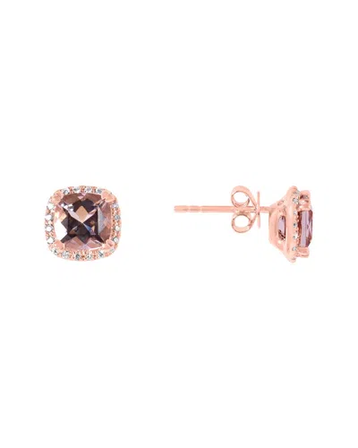 Jewelmak 14k Rose Gold 1.87 Ct. Tw. Diamond & Morganite Earrings In Pink