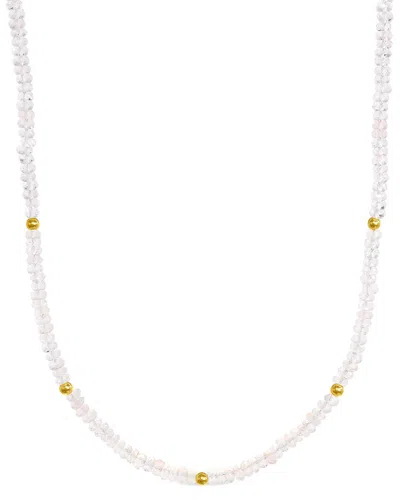 Jewelmak 14k Rose Quartz Necklace In Metallic