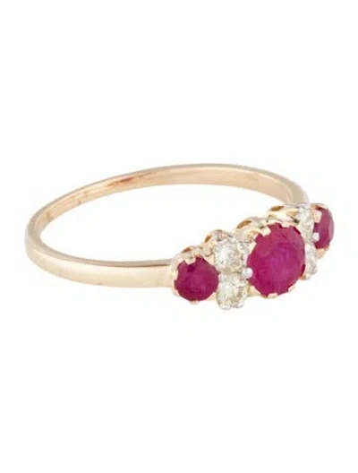 Pre-owned Jewelmak 14k Ruby & Diamond Cocktail Ring In Multi