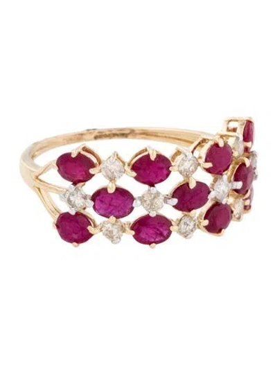 Pre-owned Jewelmak 14k Ruby & Diamond Cocktail Ring In Multi