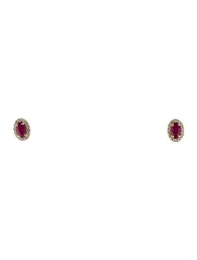 Pre-owned Jewelmak 14k Ruby & Diamond Stud Earring In Multi