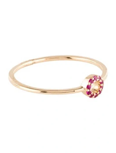 Pre-owned Jewelmak 14k Ruby Circle Cocktail Ring In Multi