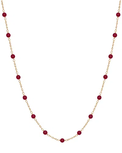 Jewelmak 14k Ruby Necklace In Gold