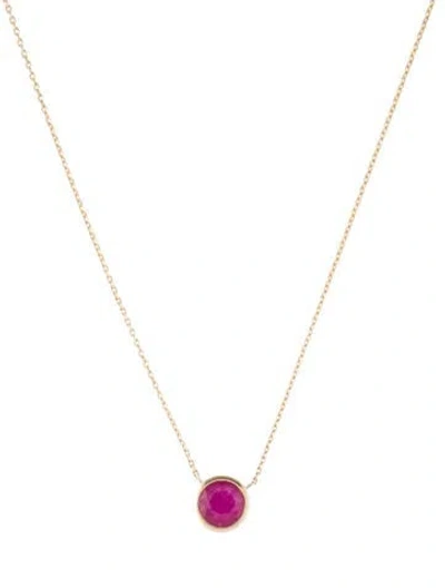 Pre-owned Jewelmak 14k Ruby Pendant Necklace, 18" In Multi
