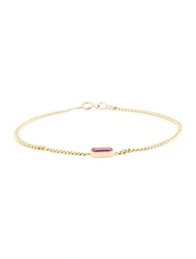 Pre-owned Jewelmak 14k Ruby Station Bracelet, 7" In Multi