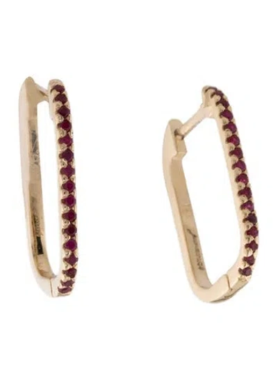 Pre-owned Jewelmak 14k Ruby U-shaped Huggie Hoop Earrings In Multi