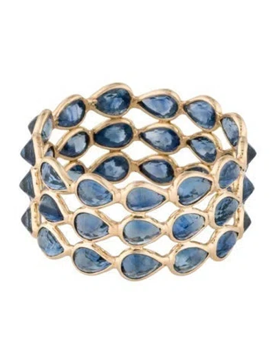 Pre-owned Jewelmak 14k Sapphire 3-row Band In Multi