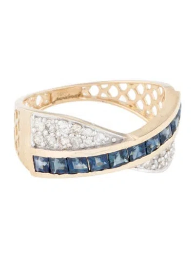 Pre-owned Jewelmak 14k Sapphire & Diamond Band In Multi