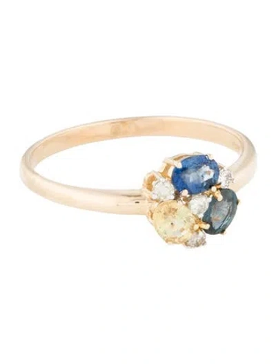 Pre-owned Jewelmak 14k Sapphire & Diamond Cocktail Ring In Multi