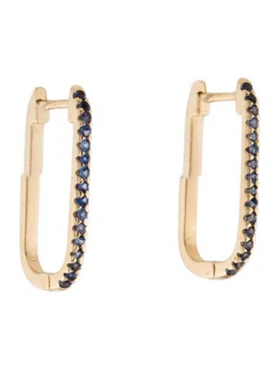 Pre-owned Jewelmak 14k Sapphire Hoop Earrings In Multi