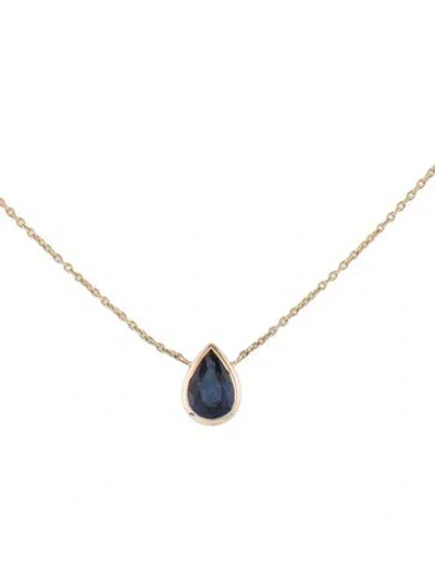 Pre-owned Jewelmak 14k Sapphire Pendant Necklace, 17.75" In Multi