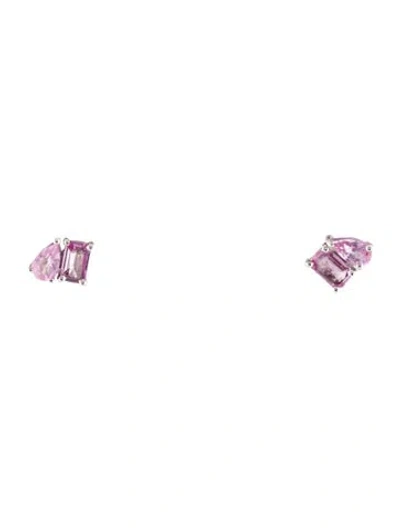 Pre-owned Jewelmak 14k Sapphire Stud Earrings In Multi