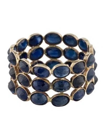 Pre-owned Jewelmak 14k Sapphire Triple Row Bezel Ring In Multi