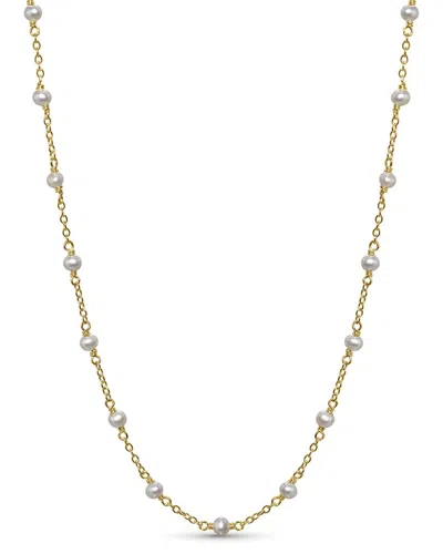 Jewelmak 14k Silver Grey Pearl & Pearl Necklace In Gold