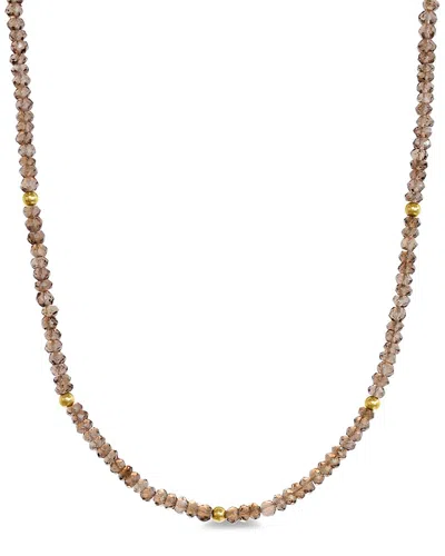 Jewelmak 14k Smoky Quartz Necklace In Brown