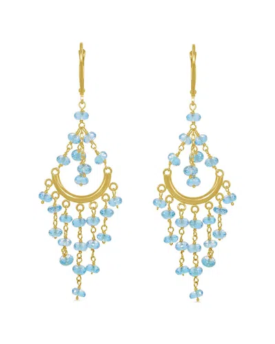 Jewelmak 14k Swizz Blue Topaz Earring In Gold
