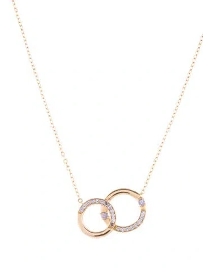 Pre-owned Jewelmak 14k Tanzanite Dual Circle Pendant Necklace, 18" In Multi