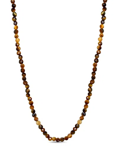 Jewelmak 14k Tiger Eye Necklace In Brown