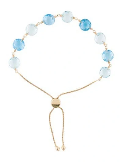 Pre-owned Jewelmak 14k Topaz Adjustable Bolo Bracelet, 8.75" In Multi