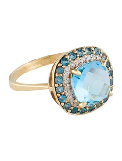 Pre-owned Jewelmak 14k Topaz & Diamond Cocktail Ring W/ Tags In Multi