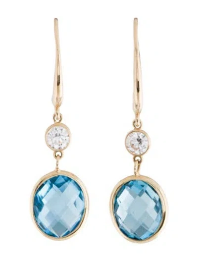 Pre-owned Jewelmak 14k Topaz & Lab-grown Diamond Drop Earrings In Multicolor