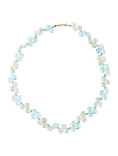 Pre-owned Jewelmak 14k Topaz & Prasiolite Bead Strand Necklace, 16.5" In Multicolor