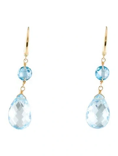 Pre-owned Jewelmak 14k Topaz Drop Earrings In Multi